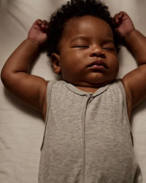 Bebê dormindo sozinho no berço, de barriga para cima